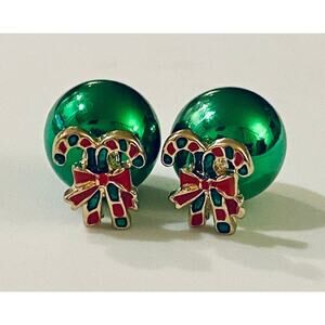 Candy Cane Christmas Double Sided Earrings